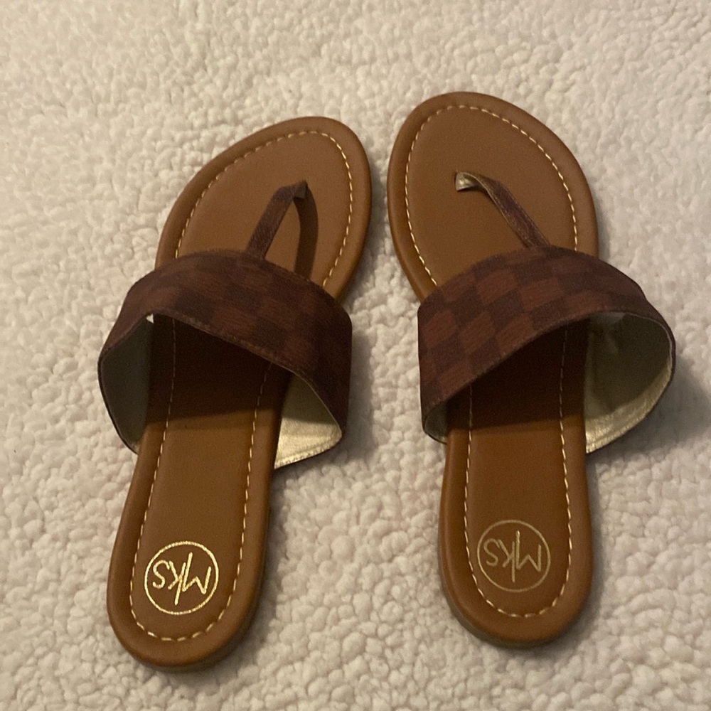 Michael Kors Brown Checkered Women's Sandals